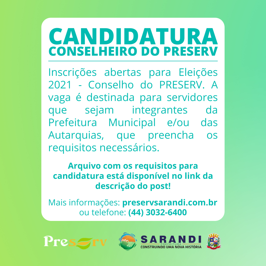 Eleições do Conselho do PRESERV 2021